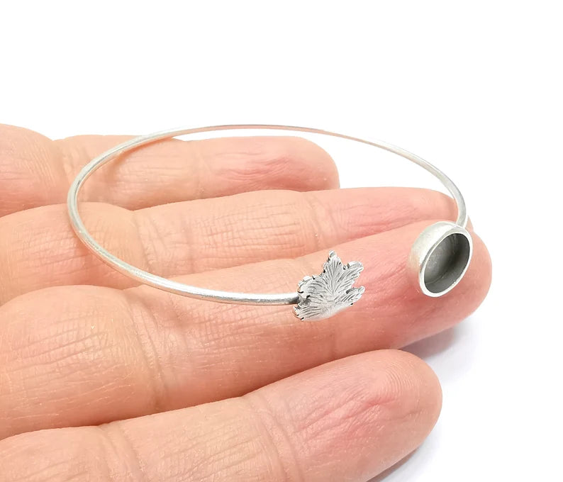 Tree Bracelet Bezel Blank Resin Bezel Cabochon Cuff Base Settings Adjustable Bracelet Antique Silver Plated Brass (8mm Bezel) G33042