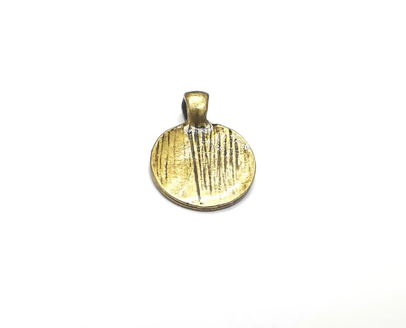 5 Disc Round Charms Pendant Antique Bronze Plated Charms (16x12mm) G33065