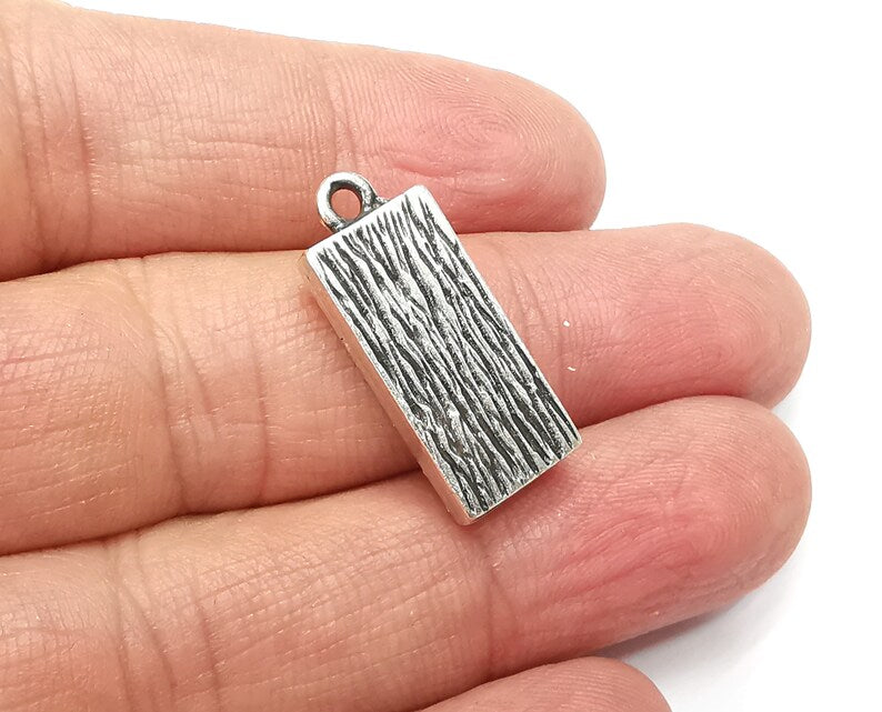 2 Rectangle Pendant Blanks, Resin Bezel Bases, Mosaic 2 Mountings, Dry flower Frame, Polymer Clay base, Antique Silver Plated (20x8mm) G33163