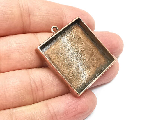 Square Pendant Blanks, Resin Bezel Bases, Mosaic Mountings, Dry flower Frame, Polymer Clay base, Antique Copper Plated (30mm) G33166