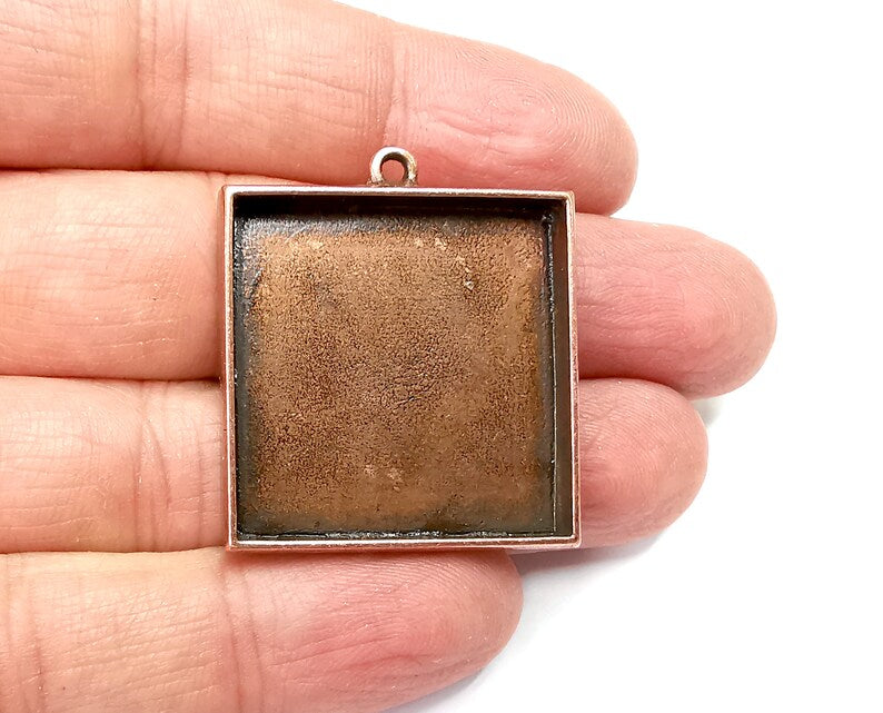 Square Pendant Blanks, Resin Bezel Bases, Mosaic Mountings, Dry flower Frame, Polymer Clay base, Antique Copper Plated (30mm) G33166