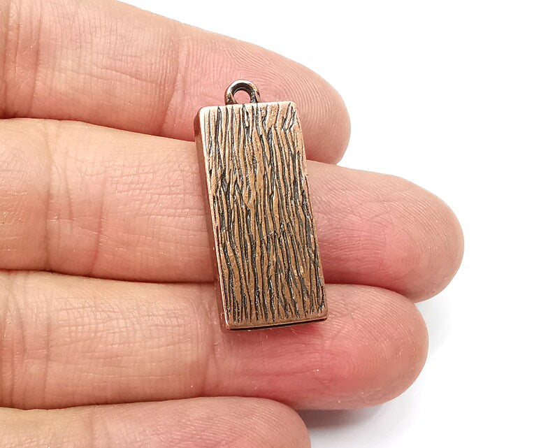 2 Rectangle Pendant Blanks, Resin Bezel Bases, Mosaic Mountings, Dry flower Frame, Polymer Clay base, Antique Copper Plated (25x10mm) G33167