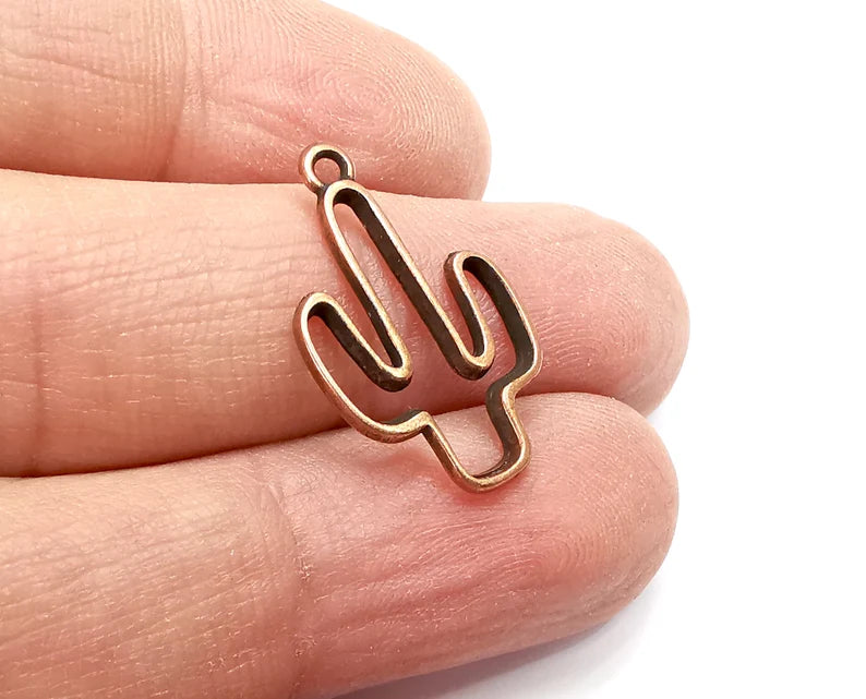 4 Cactus Charms Antique Copper Plated Charms (25x15mm) G33078