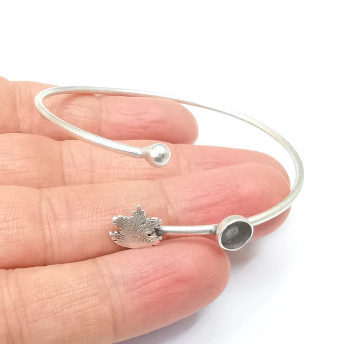 Tree Bracelet Bezel Blank Resin Bezel Cabochon Mountings Cuff Base Setting Adjustable Bracelet Silver Plated Brass (6mm Bezel) G33185