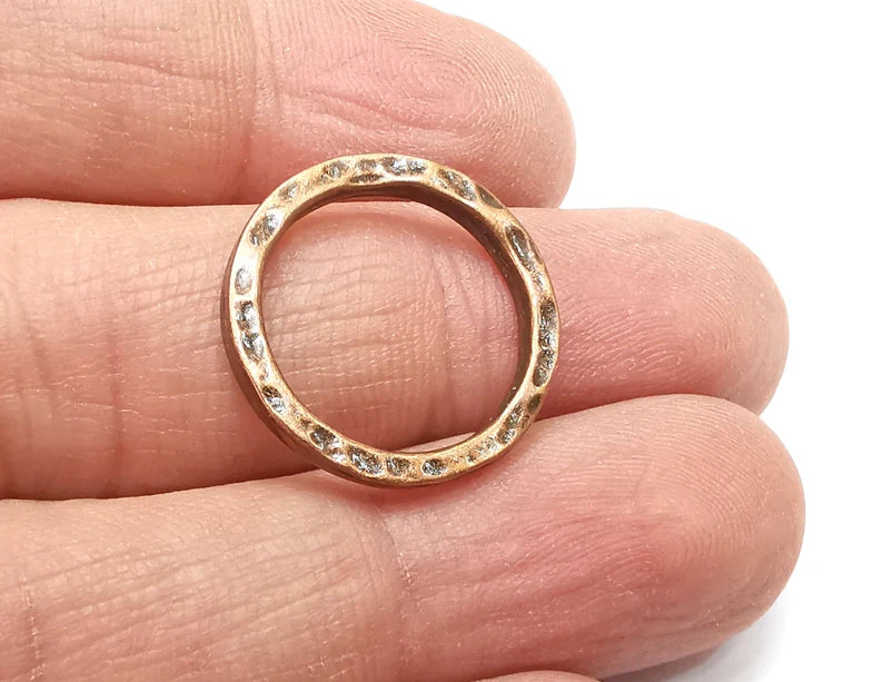 5 Circle Connector Charms, Dangle Charms Antique Copper Plated Findings (22mm) G33082