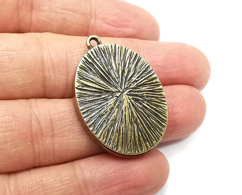 Flower Oval Pendant Blanks, Resin Bezel Bases, Mosaic Mountings, Dry flower Frame, Polymer Clay base, Antique Bronze Plated (25x18mm) G33193