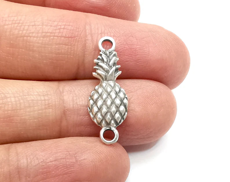 5 Pineapple Connector Charms Antique Silver Plated Charms (26x10mm) G33197