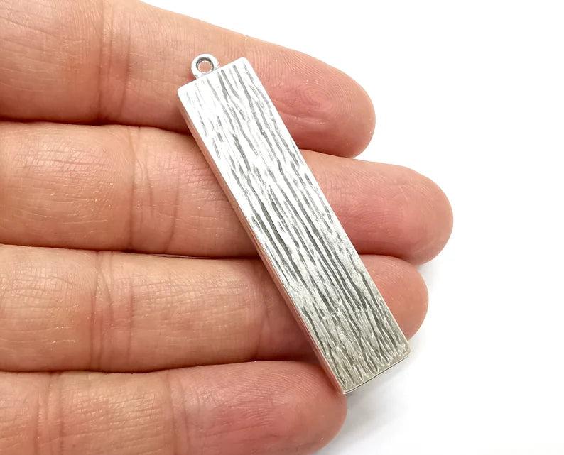 Rectangle Pendant Blanks, Resin Bezel Bases, Mosaic Mountings, Dry flower Frame, Polymer Clay base, Antique Silver Plated (40x10mm) G33198