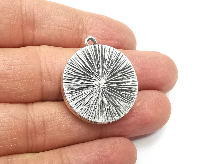 Round Pendant Blanks, Resin Bezel Bases, Mosaic Mountings, Dry flower Frame, Polymer Clay base, Antique Silver Plated (25mm) G33201