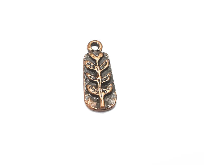 5 Plant Charms, Antique Copper Plated Charms Leaf Charms (20x8mm) G33088