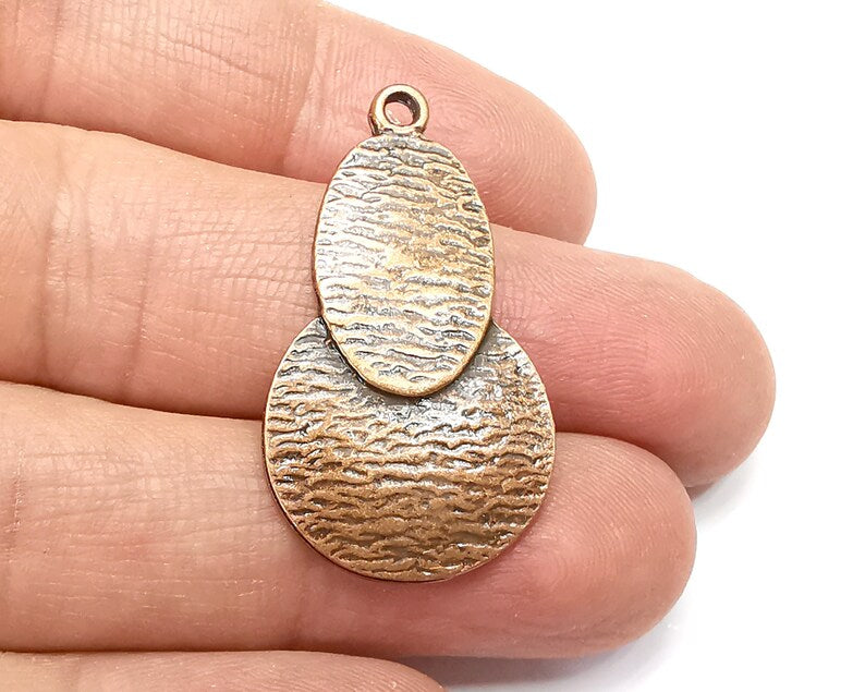 Ethnic Geometric , Antique Copper Plated Charms (37x21mm) G33089