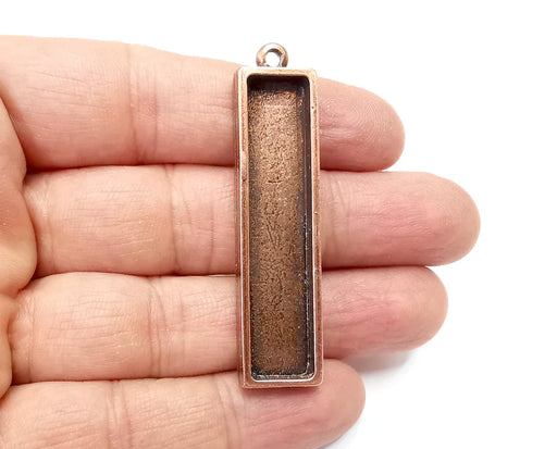 Rectangle Pendant Blanks, Resin Bezel Bases, Mosaic Mountings, Dry flower Frame, Polymer Clay base, Antique Copper Plated (50x10mm) G23903