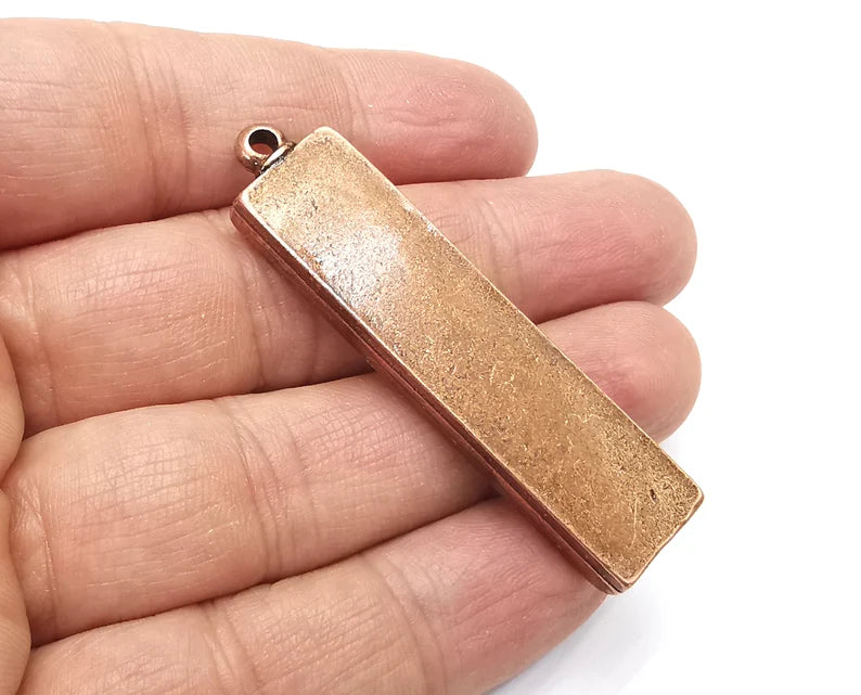 Rectangle Pendant Blanks, Resin Bezel Bases, Mosaic Mountings, Dry flower Frame, Polymer Clay base, Antique Copper Plated (50x10mm) G23903