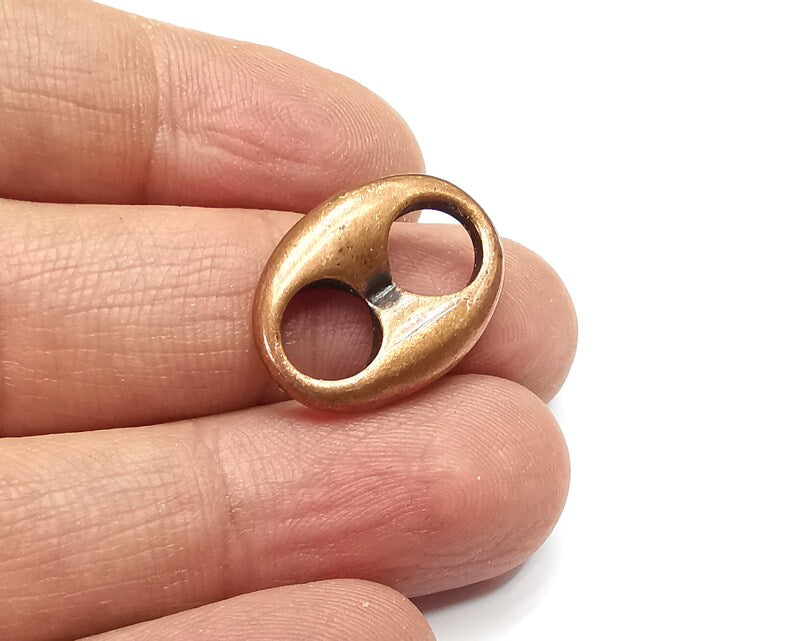 2 Oval Connector Charms Antique Copper Plated Findings (22x16mm) G33091