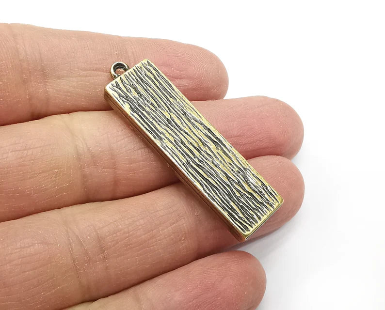 Rectangle Pendant Blanks, Resin Bezel Bases, Mosaic Mountings, Dry flower Frame, Polymer Clay base, Antique Bronze Plated (40x10mm) G33095