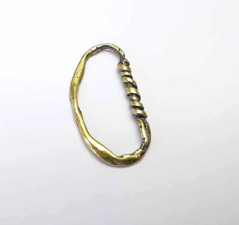 2 Curved Ring Connector Findings, Antique Bronze Plated (37x18mm) G33223