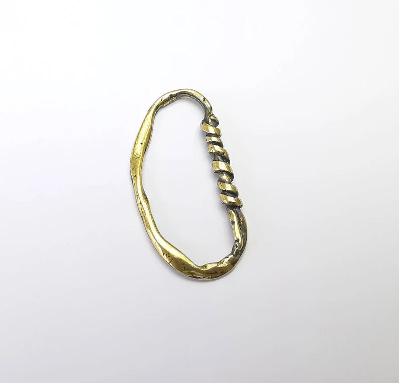 2 Curved Ring Connector Findings, Antique Bronze Plated (37x18mm) G33223