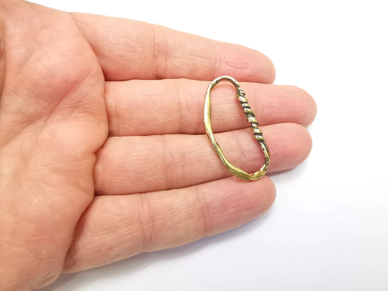 2 Curved Ring Connector Findings, Antique Bronze Plated (37x18mm) G33223