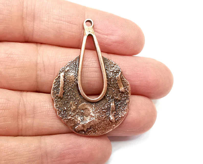 Copper Organic Charms, Antique Copper Plated Dangle Charms (45x30mm) G33234
