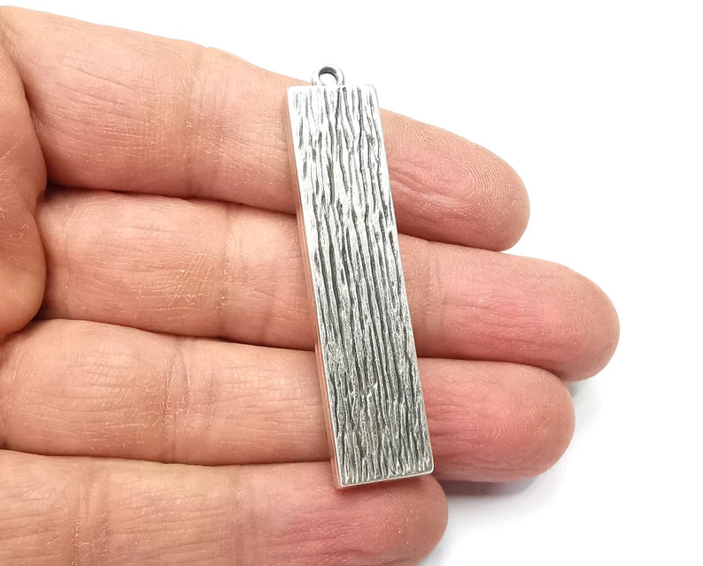 Rectangle Pendant Blanks, Resin Bezel Bases, Mosaic Mountings, Dry flower Frame, Polymer Clay base, Antique Silver Plated (50x10mm) G33114