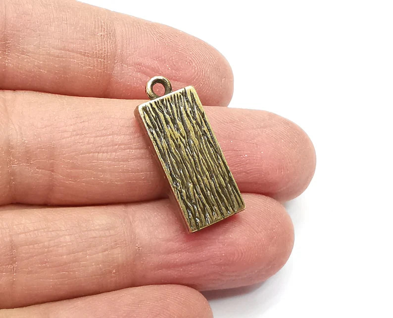 2 Rectangle Pendant Blanks, Resin Bezel Bases, Mosaic Mountings, Dry flower Frame, Polymer Clay base, Antique Bronze Plated (20x8mm) G33115