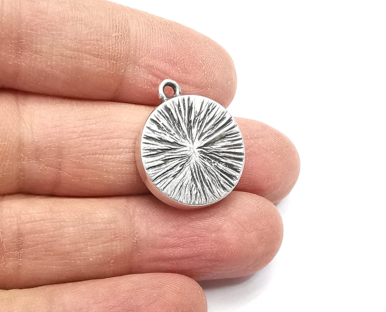 2 Round Pendant Blanks, Resin Bezel Bases, Mosaic Mountings, Dry flower Frame, Polymer Clay base, Antique Silver Plated (18mm) G33116