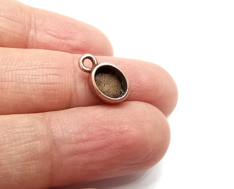 5 Oval Pendant Blanks, Resin Bezel Bases, Mosaic Mountings, Dry flower Frame, Polymer Clay base, Antique Copper Plated (8x6mm) G33237