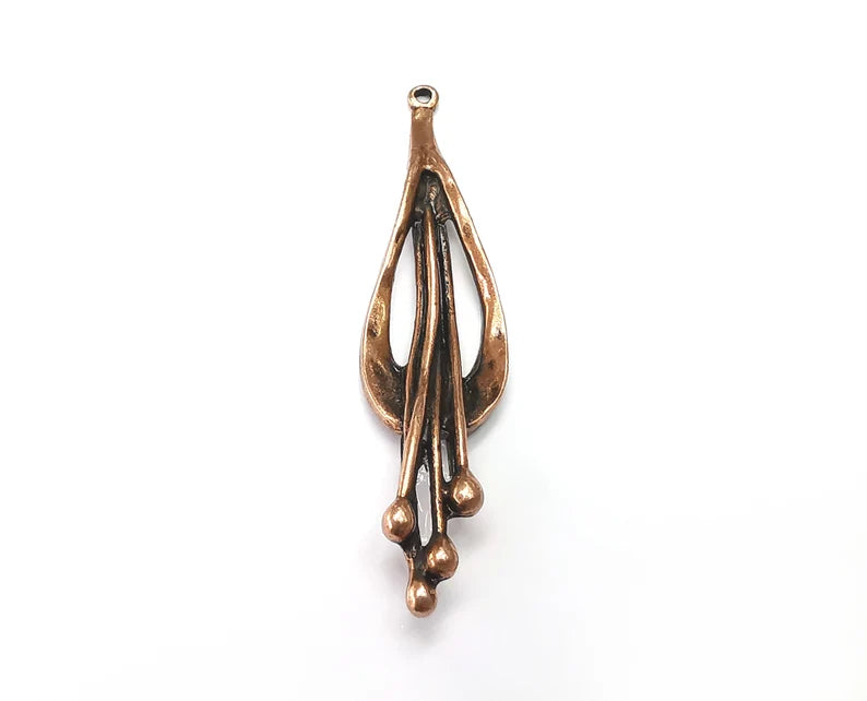Flower Seeds Charms, Antique Copper Plated Dangle Charms (67x16mm) G33240