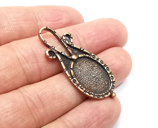 Oval Pendant Blanks, Resin Bezel Bases, Mosaic Mountings, Dry flower Frame, Polymer Clay base, Antique Copper Plated (18x13mm) G33241
