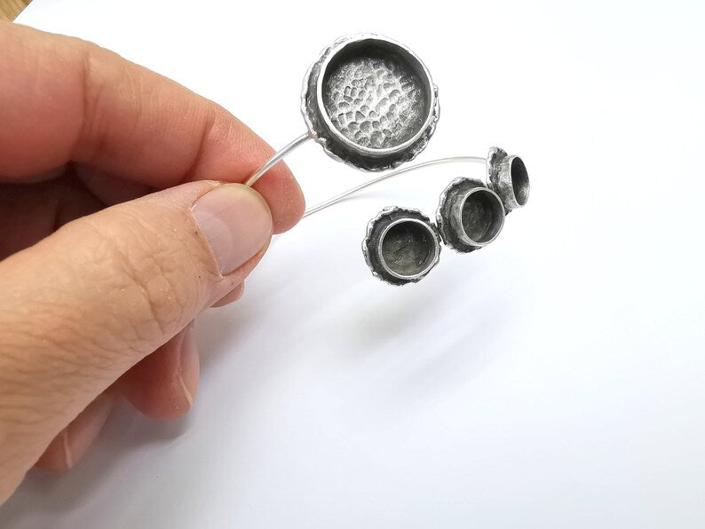 Bracelet Bezel Blank Resin Bezel Cabochon Cuff Base Settings Adjustable Bracelet Antique Silver Plated Brass (10mm and 20mm Bezel) G33131