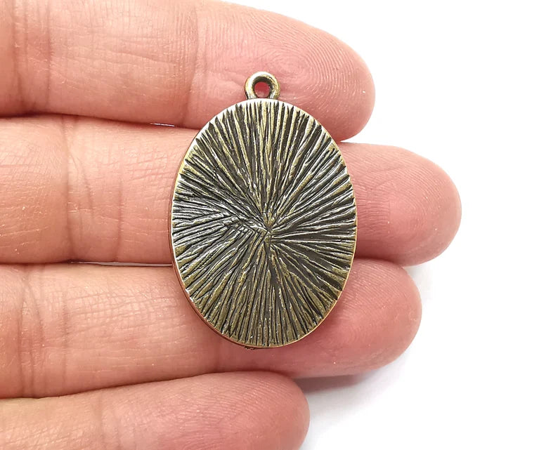 2 Oval Pendant Blanks, Resin Bezel Bases, Mosaic Mountings, Polymer Clay base, Antique Bronze Plated (30x22mm) G33253