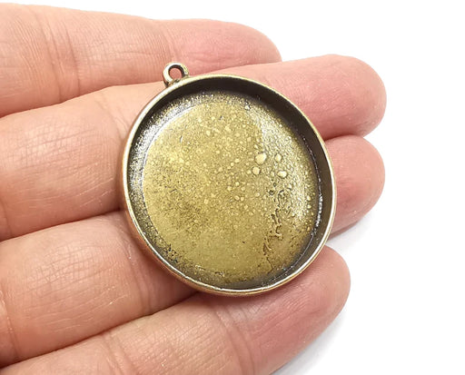 Round Pendant Blanks, Resin Bezel Bases, Mosaic Mountings, Polymer Clay base, Antique Bronze Plated (35mm) G33256