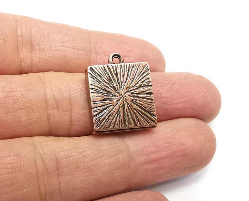2 Square Pendant Blanks, Resin Bezel Bases, Mosaic Mountings, Dry flower Frame, Polymer Clay base, Antique Copper Plated (16mm) G33151