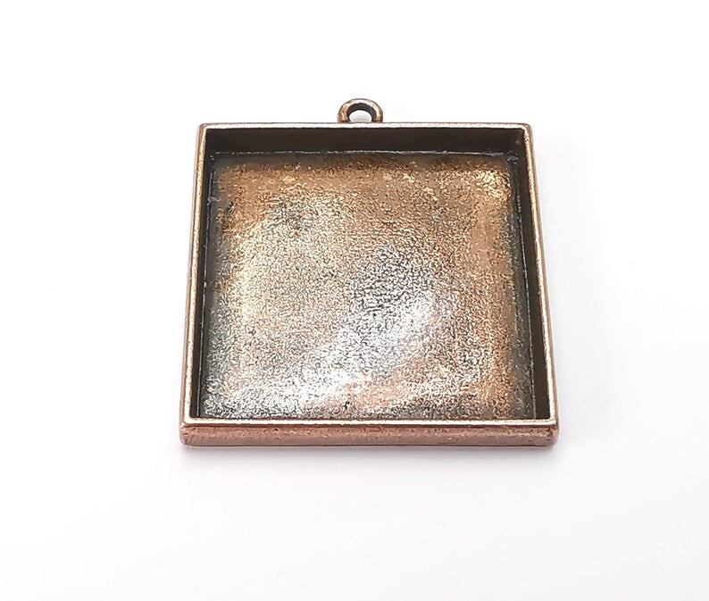 Square Pendant Blanks, Resin Bezel Bases, Mosaic Mountings, Dry flower Frame, Polymer Clay base, Antique Copper Plated (30mm) G33166