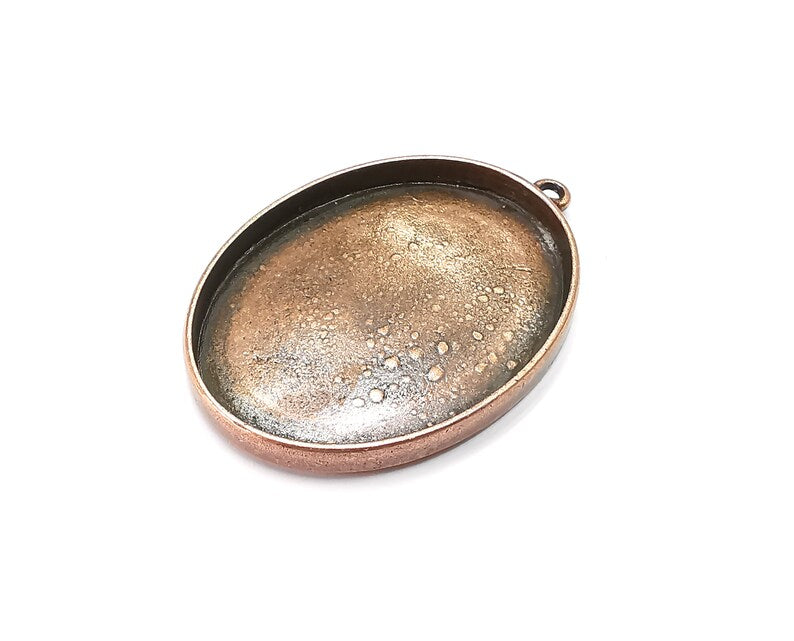 Oval Pendant Blanks, Resin Bezel Bases, Mosaic Mountings, Dry flower Frame, Polymer Clay base, Antique Copper Plated (40x30mm) G33168
