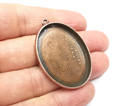 Oval Pendant Blanks, Resin Bezel Bases, Mosaic Mountings, Dry flower Frame, Polymer Clay base, Antique Copper Plated (40x30mm) G33168