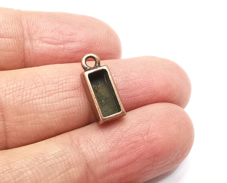 5 Rectangle Pendant Blanks, Resin Bezel Bases, Mosaic Mountings, Dry flower Frame, Polymer Clay base, Antique Copper Plated (10x4mm) G33169