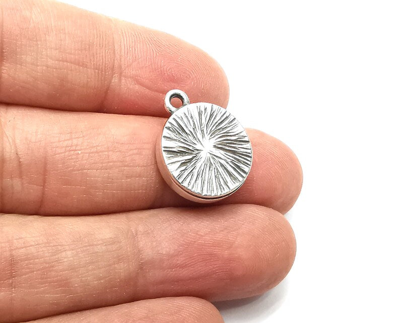 2 Round Pendant Blanks, Resin Bezel Bases, Mosaic Mountings, Dry flower Frame, Polymer Clay base, Antique Silver Plated (14mm) G33269
