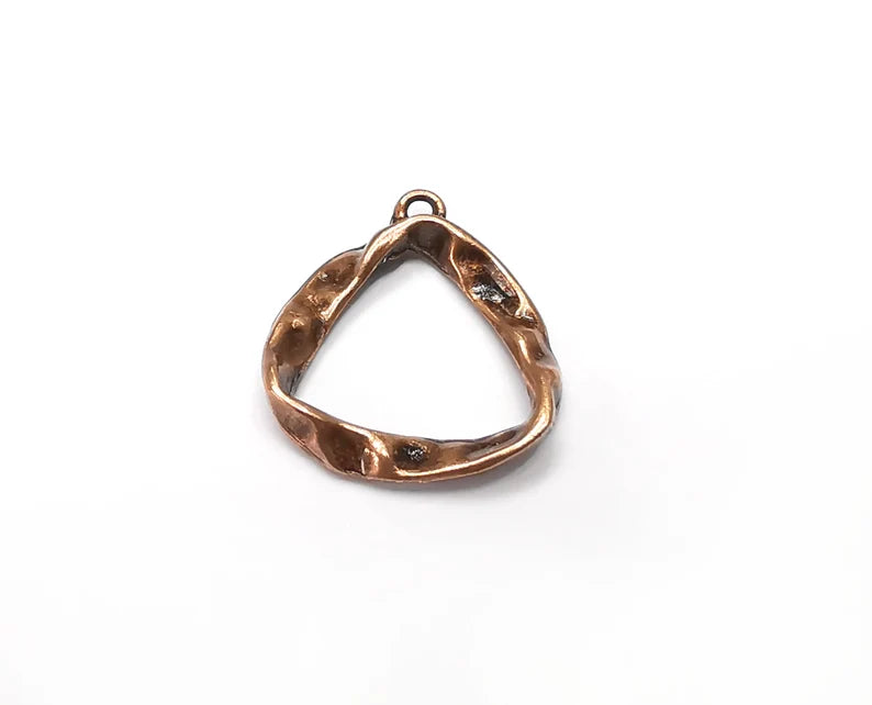 4 Triangle Hammered Organic Charms Antique Copper Plated Charms (23x20mm) G33272