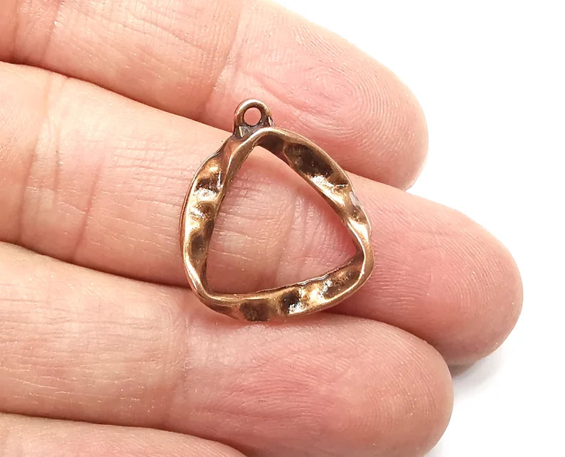 4 Triangle Hammered Organic Charms Antique Copper Plated Charms (23x20mm) G33272