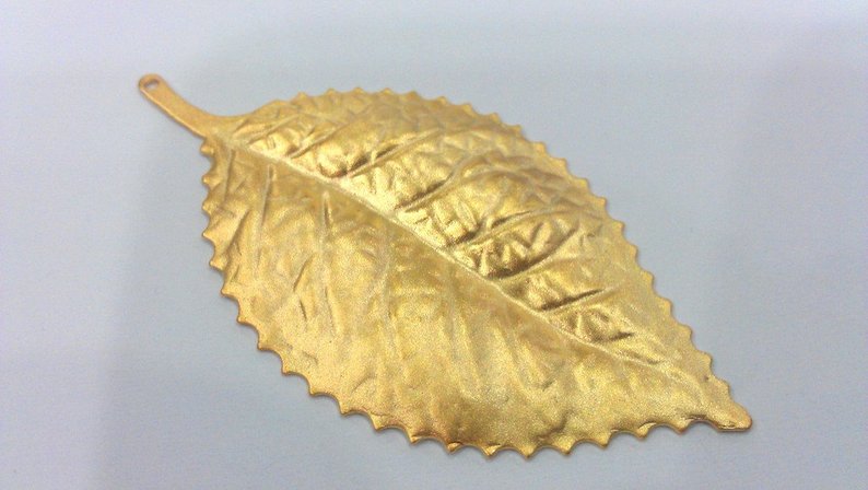 2 Gold Leaf Charms Leaf Charms  , Gold Plated Brass (59x29mm )  SR165