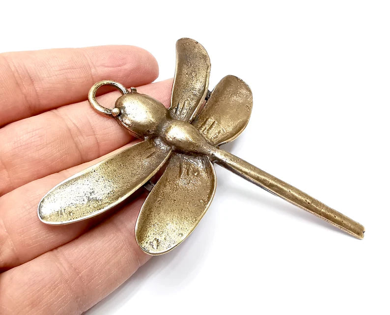 Dragonfly Pendant, Antique Bronze Plated Pendant (99x92mm) G33280