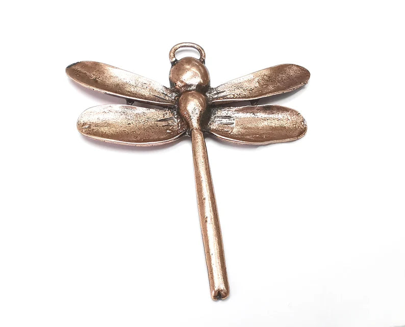 Dragonfly Pendant, Antique Copper Plated Pendant (99x92mm) G33281