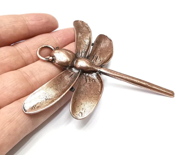 Dragonfly Pendant, Antique Copper Plated Pendant (99x92mm) G33281