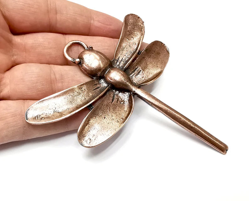 Dragonfly Pendant, Antique Copper Plated Pendant (99x92mm) G33281