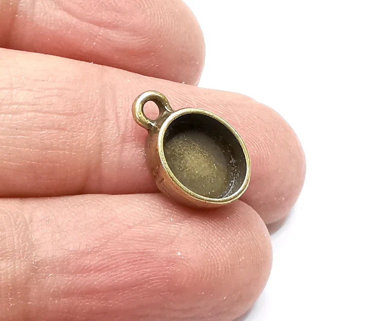 5 Oval Pendant Blanks, Resin Bezel Bases, Mosaic Mountings, Dry flower Frame, Polymer Clay base, Antique Bronze Plated (10x8mm) G33290