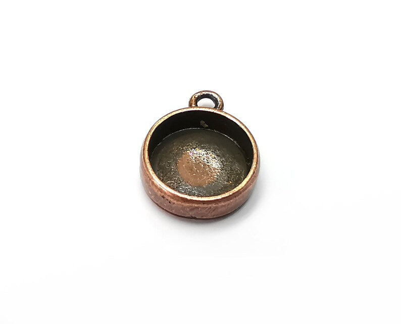 5 Round Pendant Blanks, Resin Bezel Bases, Mosaic Mountings, Polymer Clay base, Antique Copper Plated (12mm) G33292