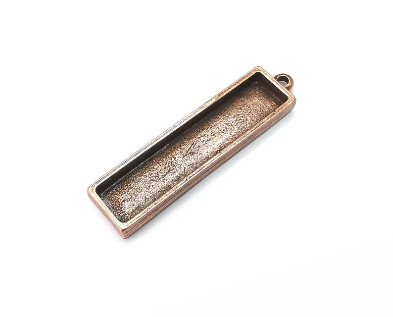 Rectangle Pendant Blanks, Resin Bezel Bases, Mosaic Mountings, Dry flower Frame, Polymer Clay base, Antique Copper Plated (50x10mm) G23903