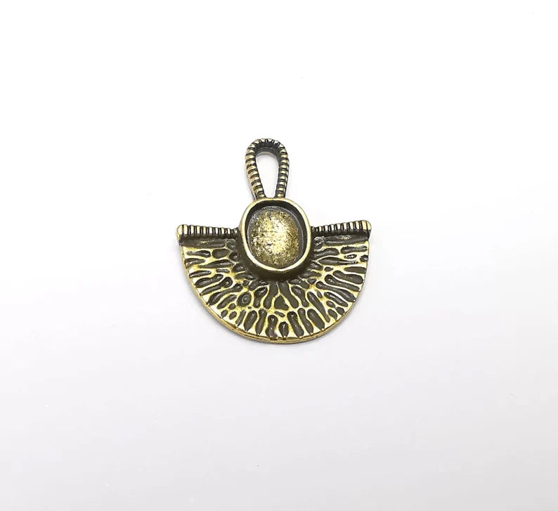 2 Unique Charms Bezel, Antique Bronze Plated Charms (8x6mm) G33219