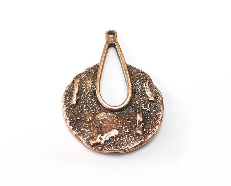 Copper Organic Charms, Antique Copper Plated Dangle Charms (45x30mm) G33234